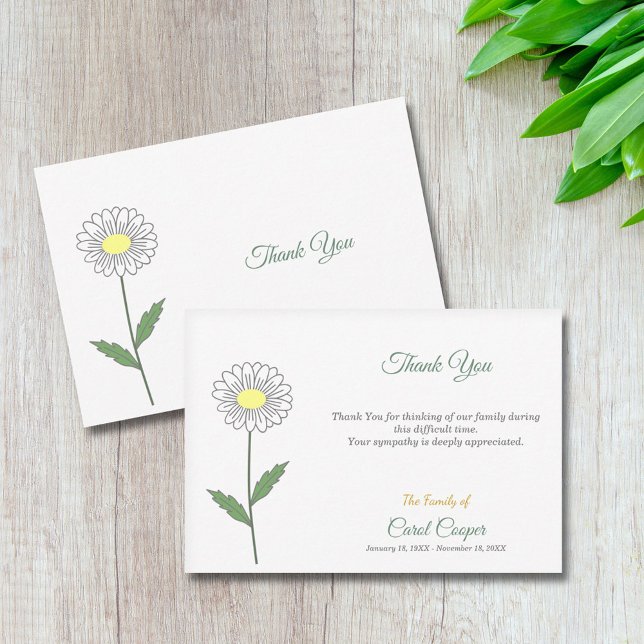 Pastel Daisy Funeral Tackkort Card Tack Kort (Pastel Daisy Funeral Thank You Note Card)