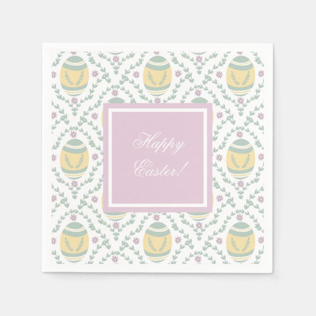 Pastel Damask Påskägg Mönster Pappersservett (Framsidan)