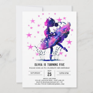 Pastel Dancer Ballerina Birthday Inbjudningar