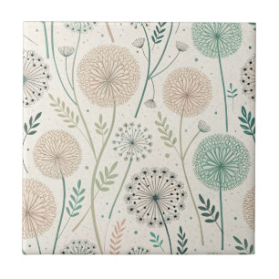 Pastel Dandelion Dreams - Whimsical Blommigt (2) Kakelplatta