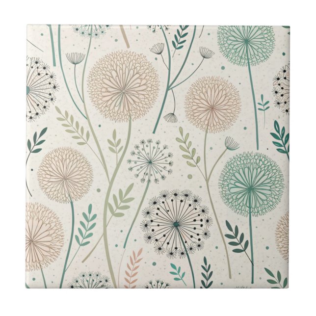 Pastel Dandelion Dreams - Whimsical Blommigt (2) Kakelplatta (Framsidan)