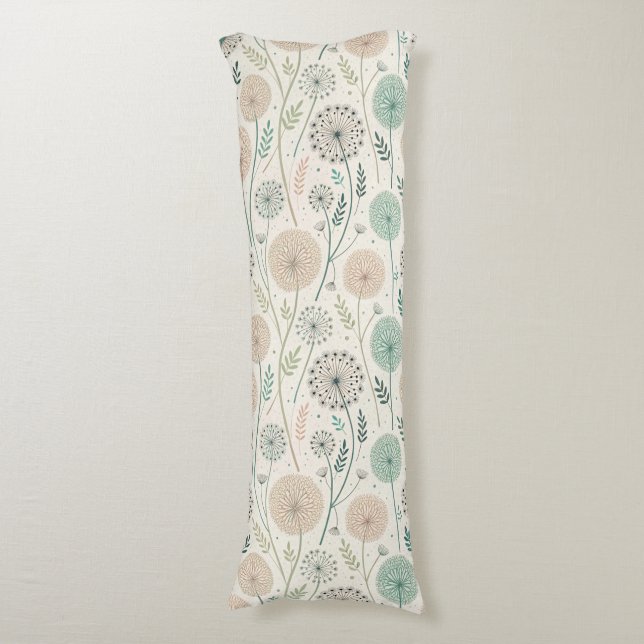 Pastel Dandelion Dreams - Whimsical Blommigt (2) Kroppskudde (Framsidan Vertikal)