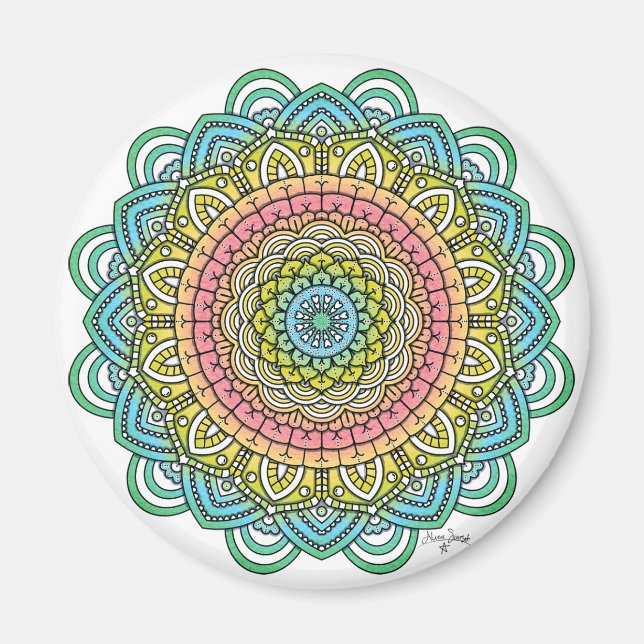 Pastel Defleur Mandala Magnet (Framsidan)