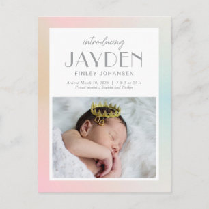 Pastel Delight Modern Birth Notification Postcard Vykort