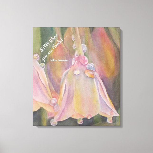 Pastel Dew släppte ut cellblommor i vattenfärger Canvastryck (Framsida)