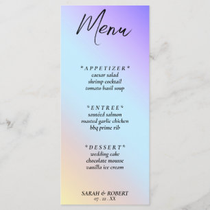 Pastel Diagonal Ombre Rainbow Bröllop Meny