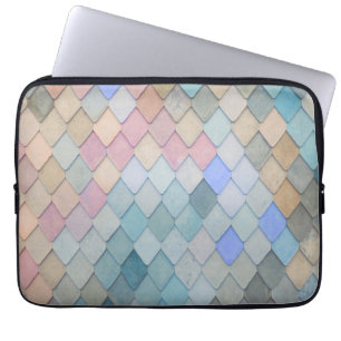 Pastel Diamond Mönster Sjöjungfru Blue Grönt Rosa Laptop Fodral