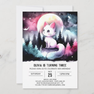 Pastel Digital Cat Birthday Inbjudningar