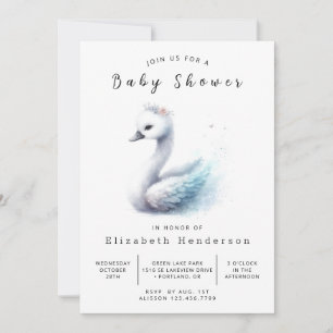 Pastel Digital Svan Baby Shower Inbjudningar