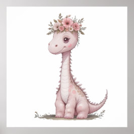 Pastel Dino Baby Room Art - Watercolor Dinosaur Poster