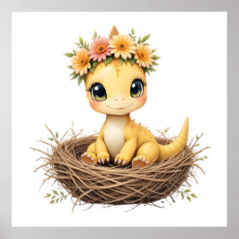Pastel Dino Baby Room Art - Watercolor Dinosaur Poster