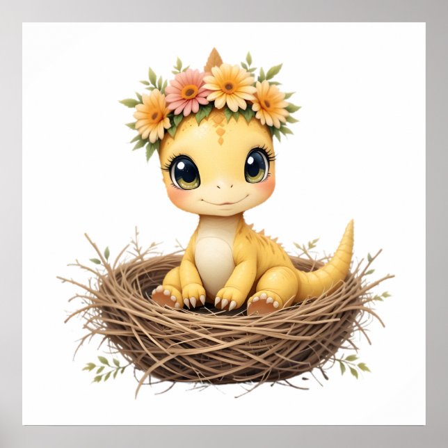 Pastel Dino Baby Room Art - Watercolor Dinosaur Poster (Framsidan)