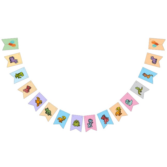 Pastel Dino Birthday Bunting Vimplar (Alla)