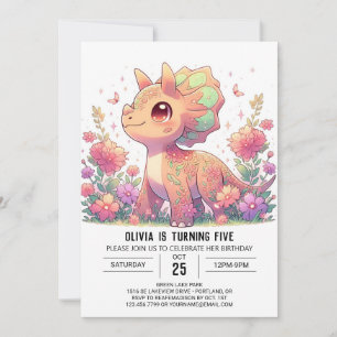 Pastel Dino Dinosaur Digital Birthday Inbjudningar