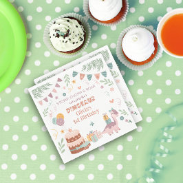 Pastel Dino Footprint Birthday Napkins Pappersservett