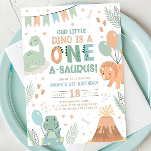Pastel Dinosaur Birthday-inbjudan. En Cute Baby Inbjudningar