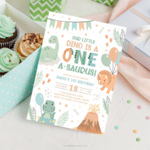 Pastel Dinosaur Birthday-inbjudan