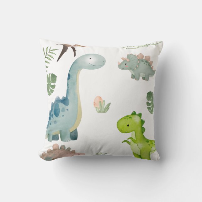 Pastel Dinosaur Dekorativ kudde (Framsida)