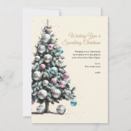 Pastel Disco Boll Ornament Julgran Photo Julkort