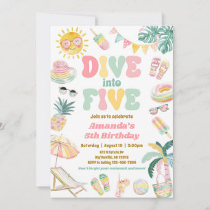 Pastel Dive i fempartsinbjudan från Bassäng Inbjudningar