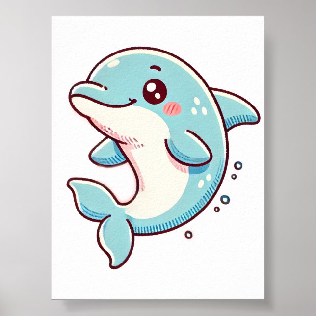 Pastel Dolphin Design, Soft Färg Dolphin Art Poster (Framsidan)