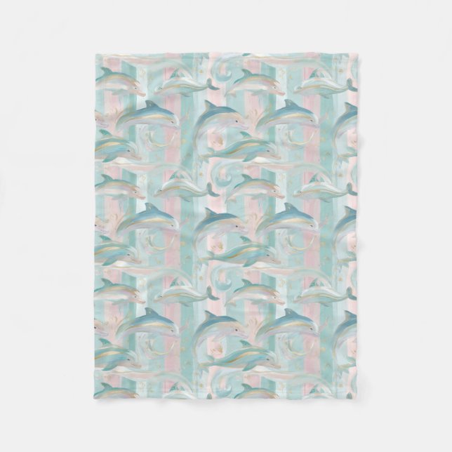 Pastel Dolphin Mönster Fleecefilt (Framsidan)