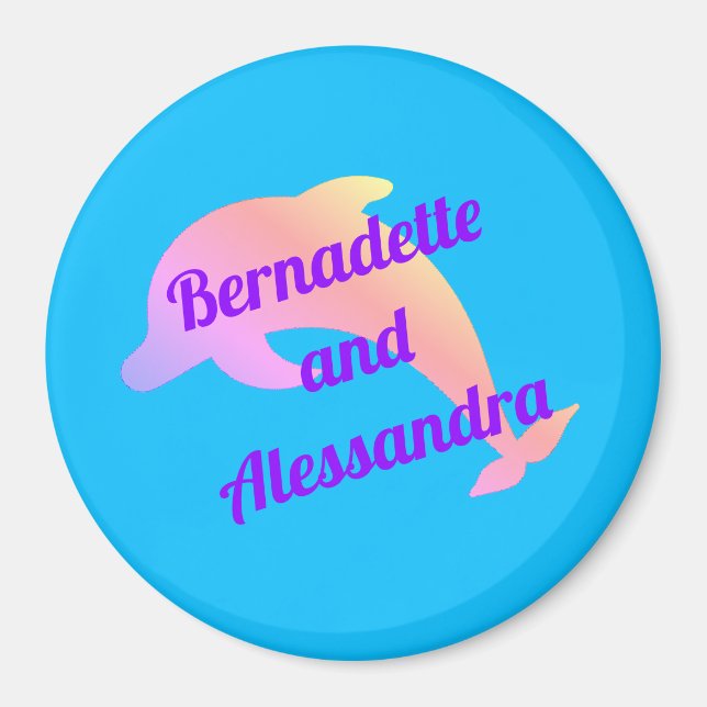 Pastel Dolphin Personlig Stateroom Door Marker Magnet (Framsidan)