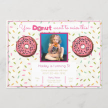 Pastel Donut-Födelsedagsfestens fotoinbjudan