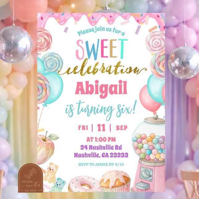  Pastel Donut Sweet Celebration Birthday party  Inbjudningar (Skapare uppladdad)