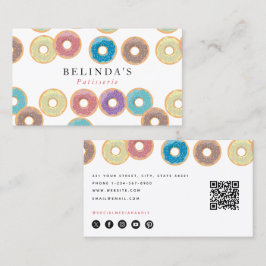 Pastel Donuts & Sprinkles Pastry Chef QR-kod Visitkort