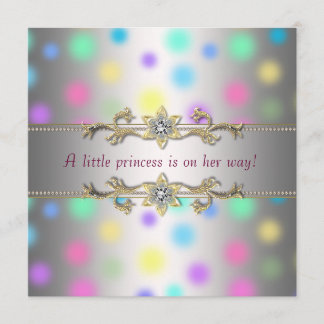 Pastel Dots Princeess Baby Shower Inbjudningar