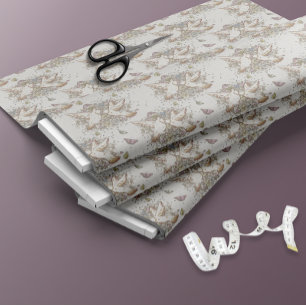 Pastel Doves Blommigt Butterflies Fabric Tyg