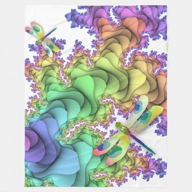 Pastel Dragonflies Fleece Blanket (Framsidan)