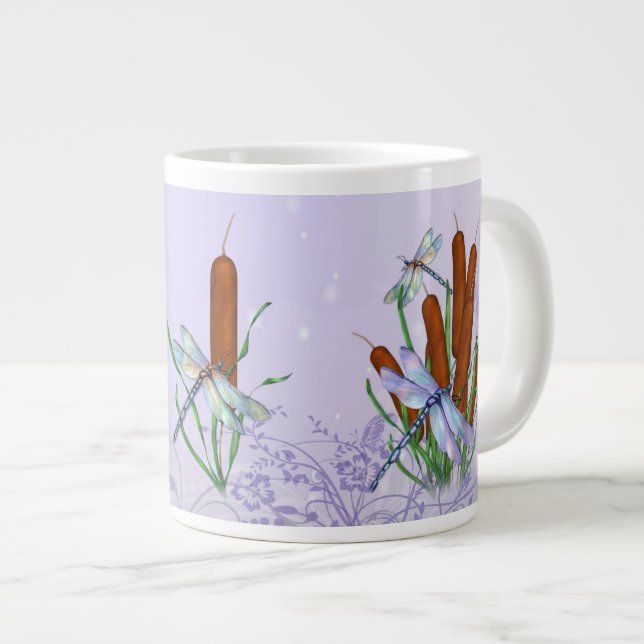 Pastel Dragonflies och Bulrush Jumbo Mugg (Framsida höger)