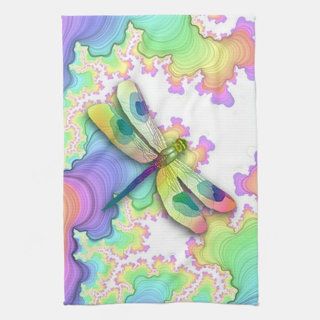 Pastel Dragonfly Kitchen Towel Kökshandduk (Vertikal)