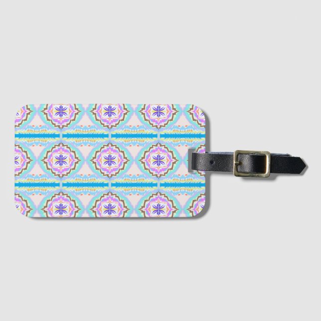 Pastel Dream Boho Geometric Kaleidoscope Bagagebricka (Framsida horisontal)