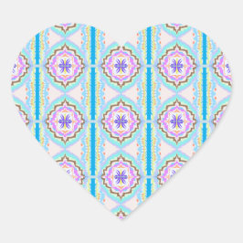 Pastel Dream Boho Geometric Kaleidoscope Hjärtformat Klistermärke