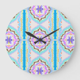 Pastel Dream Boho Geometric Kaleidoscope Stor Klocka