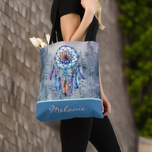 Pastel Dreamcatcher Watercolor Mountains Monogram Tygkasse (Skapare uppladdad)