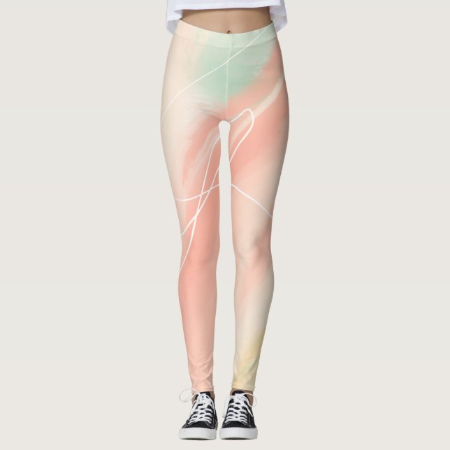 Pastel Dreams Abstrakt Art Leggings (Framsida)