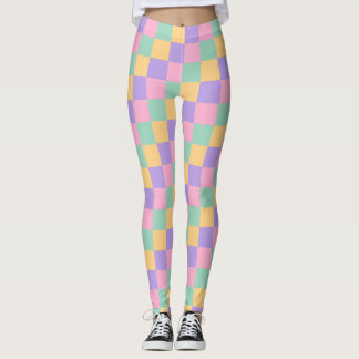 Pastel Dreams Checkerboard Mönster Leggings