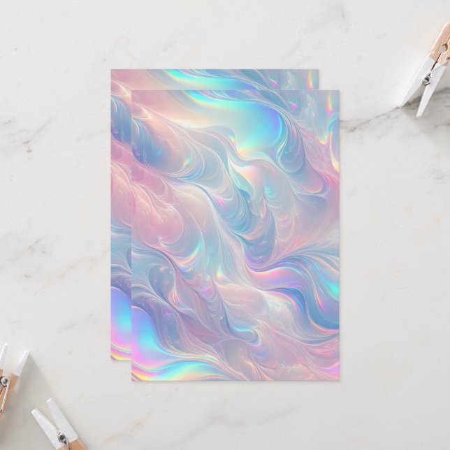 Pastel Dreamscape: Holografik Whirl-anteckningsbok Inbjudningar (Fram/Back In Situ)