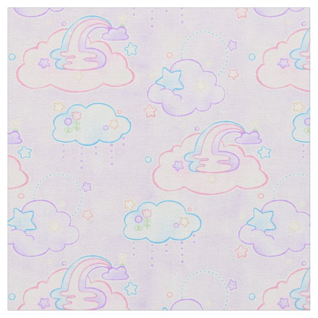 Pastel Dreamy Clouds - Cute Kawaii Rainbow Nursery Tyg (Närbild)