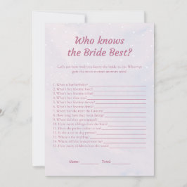 Pastel Dreamy Vem känner till Bride Best Game Card Inbjudningar