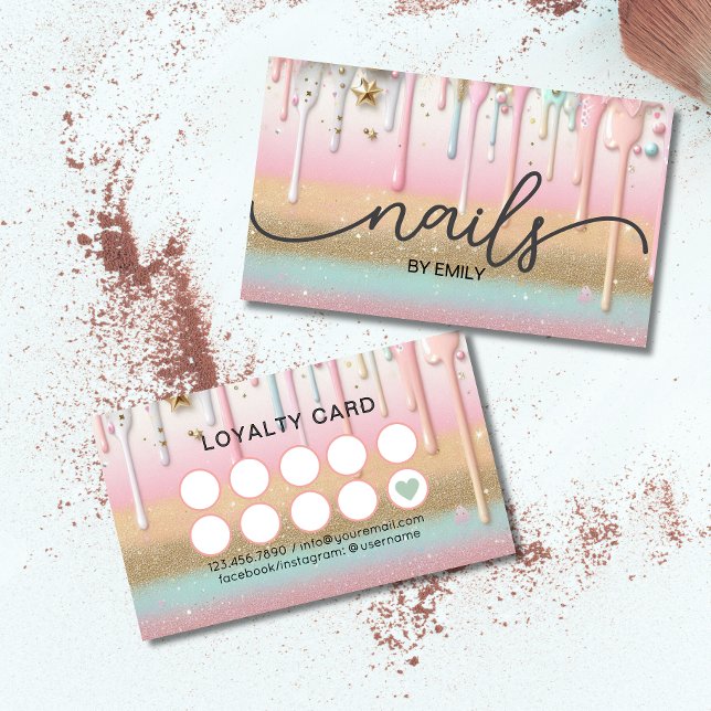 Pastel Drick nagelsalon Manicurist Lojalitetskort (Skapare uppladdad)