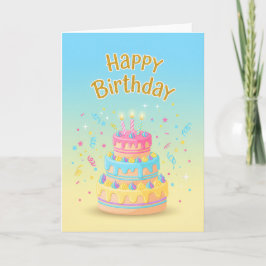 Pastel Drip Cake Birthday Card Kort