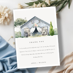 Pastel Dusky Rustic Barnyard Farm Theme Bröllop Tack Kort