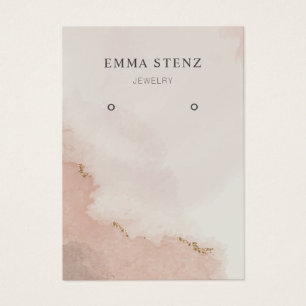Pastel Dusty Rosa & Guld Earring Visning Card Visitkort