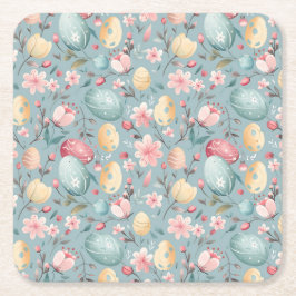 Pastel Easter Blooms Decorative Underlägg Papper Kvadrat