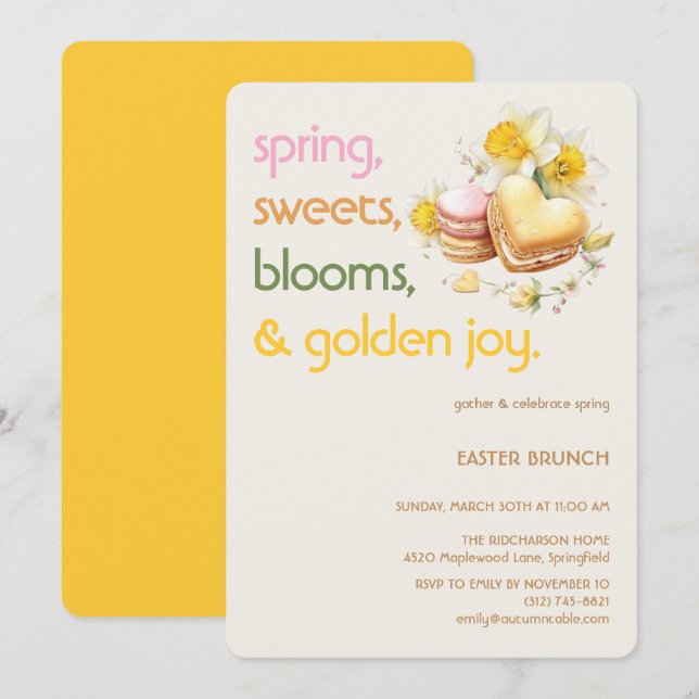 Pastel Easter Brunch Invitation | Spring Party Inbjudningar (Fram/baksida)